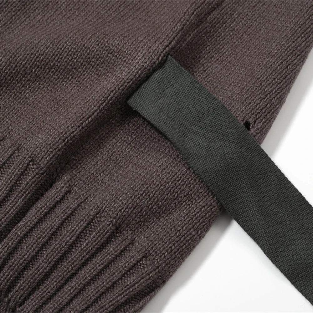 Undermycar 2023 New High Street Fashion Brand Worn Out Hole Large Loose Round Neck Sweater Brown Street King Limited