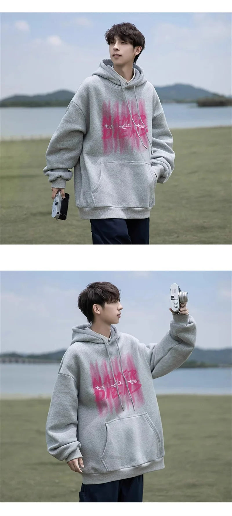 2024 New Graffiti Letter Print Hooded Fleece Sweatshirt For Men Loose Fit Hip Hop Fashion Pullover Hoodies Y2K Streetwear Hoodie Street King Limited