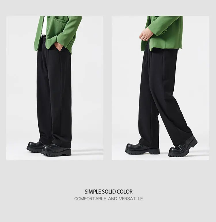 suit pant men korean streetwear fashion loose casual plus size straight suit pant office man commuter pants trousers unique default style 2103