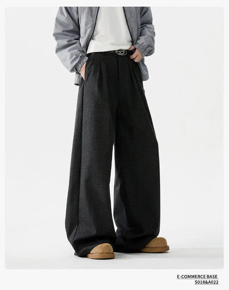 men loose casual korean streetwear fashion vintage straight wide leg suit pants trousers cityboy baggy pants unique default style 1620