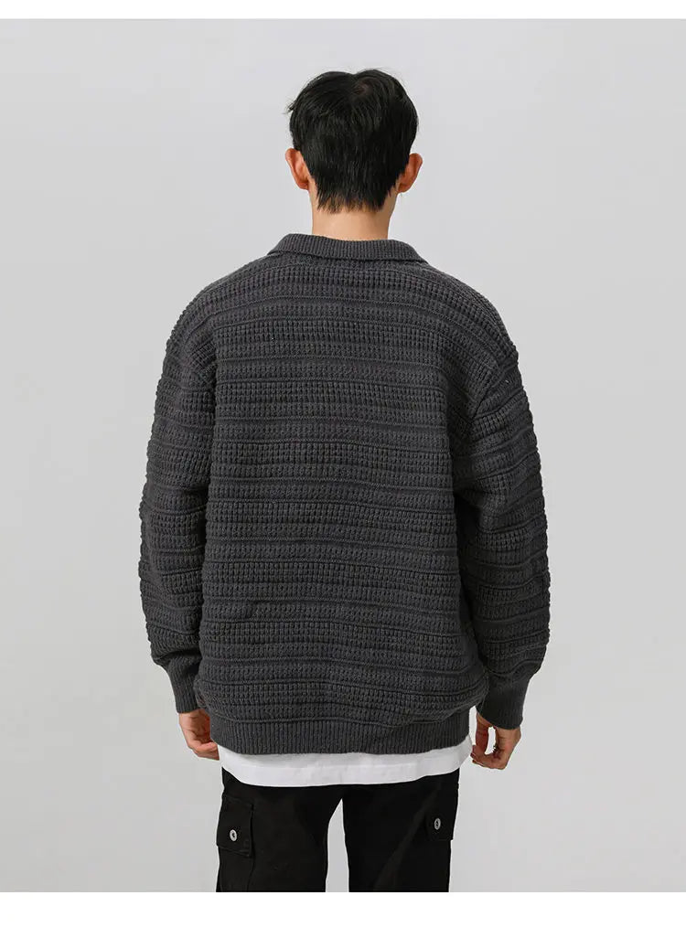 men streetwear fashion loose casual retro stripe knitted sweater cardigan jacket autumn knitwear jumper coat outerwear unique default style 1263