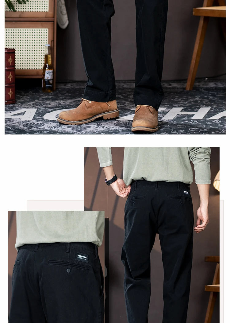 men american retro handsome loose casual business pure cotton pants japanese amikaji fashion straight cargo pant trouser unique cargo style 2406