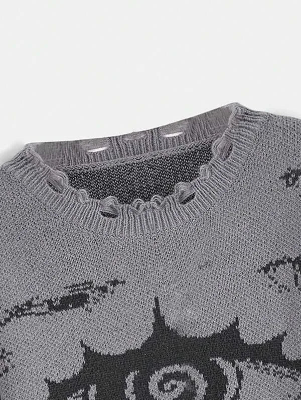 Traf Women's sweater eyes y2k new pullovers Knit wear Winter clothes women vintage Female clothing long sleeve tops Oversize Street King Limited