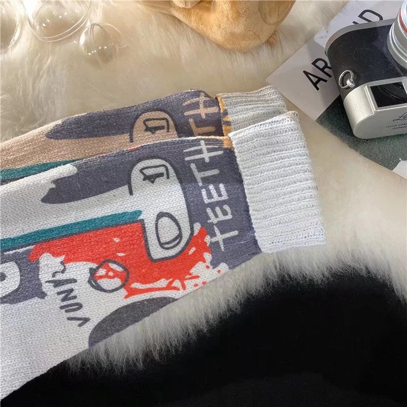 Rainbowtouches Men Sweaters High Street Graffiti Crew Neck Trendy Vintage Knitted Sweater Spring And Autumn Mens Clothing Street King Limited