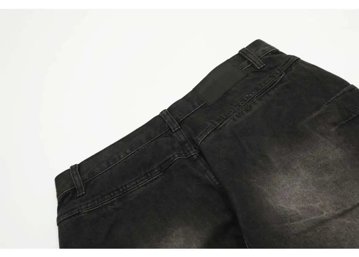 hip hop american trend retro straight leg washed denim jeans spring and autumn high street couple loose wide leg casual pants unique jeans style 602