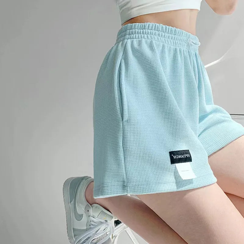 Women's Shorts 2023 Summer High Waisted Sports Shorts Loose Bottoms Female Casual Elastic Waist Hot Pants Solid Color Homewear Street King Limited