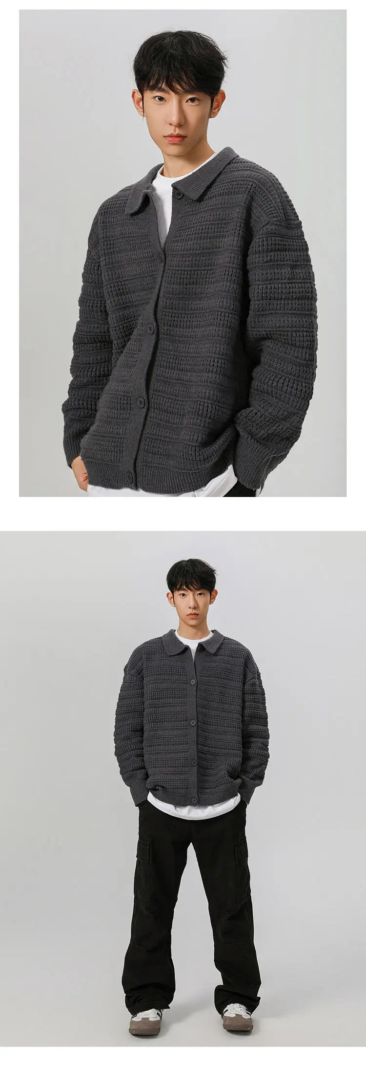 men streetwear fashion loose casual retro stripe knitted sweater cardigan jacket autumn knitwear jumper coat outerwear unique default style 1259