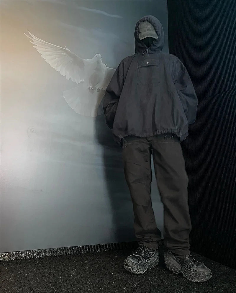 Autumn And Winter KANYE High Street YZY Pure Cotton Loose Men's And Women's Large Charge Shirts Street King Limited