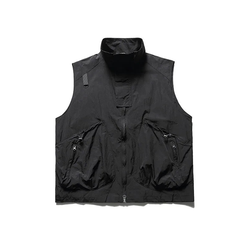 summer men fishing travel photo hiking vest waistcoat outdoor leisure solid color vest khaki black casual sleeveless jacket minimalist street pants