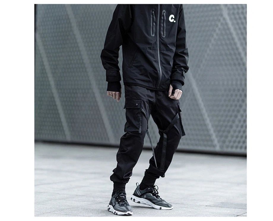US Size Streetwear Sweatpants Men Jogger Ribbon Pocket Elastic Waist 2022 Fashion Hip Hop Mens Joggers Cargo Black Pants HZ155 Street King Limited