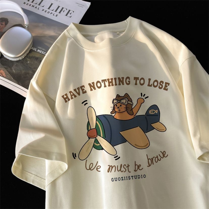 Summer retro street cat print graphic T-shirt trend men and women hip-hop loose couple casual short sleeved top harajuku y2k Street King Limited
