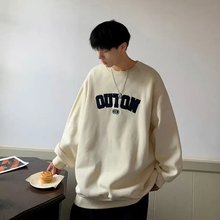 Trendy and Personalized Korean Round Neck Sweatshirt Men Spring Autumn New Y2K Thickened Trendy Brand Long-sleeved Top Jacket Street King Limited