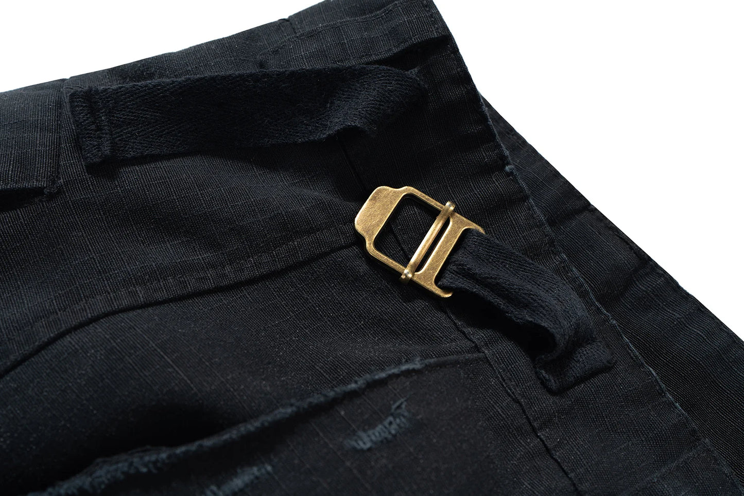 vintage ripped damaged black cargo shorts for men high street wide leg baggy overalls distressed summer knee length pants unique cargo style 3103