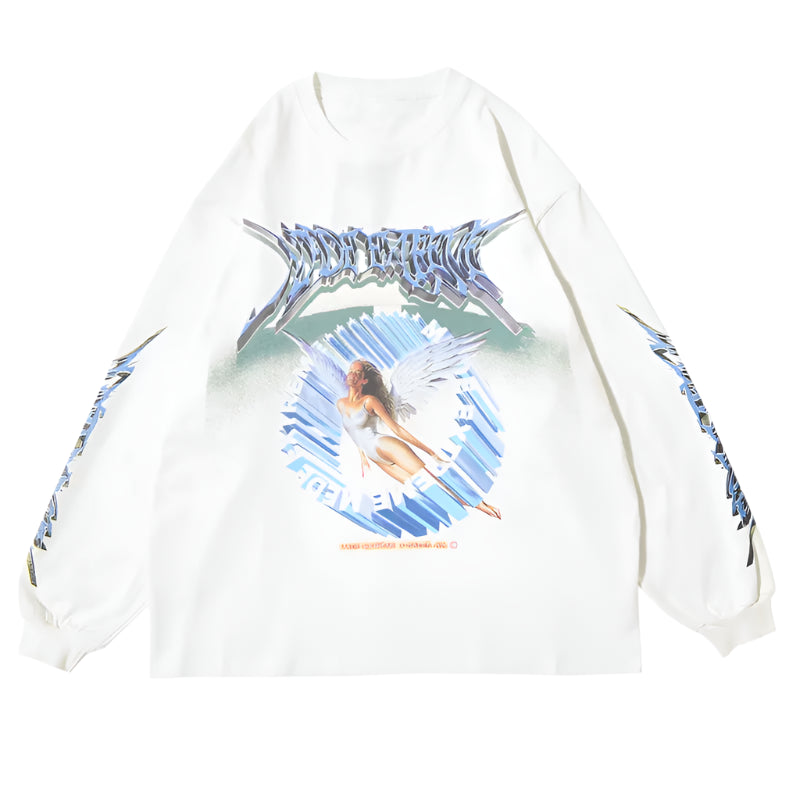 GONTHWID Creative 3D Angel Print Long Sleeve Tees Shirts Streetwear Hip Hop Hipster Casual Loose Tshirts Men Fashion Tops Street King Limited