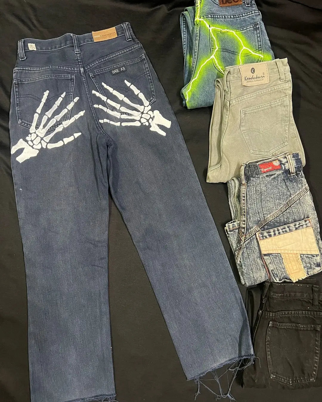 hip hop casual green lightning pattern mens pants sweatpants y2k men jeans street straight harajuku streetwear men clothing relaxed fit joggers