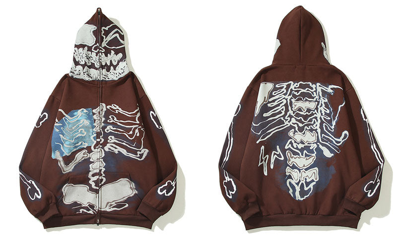"Blue Bones" Unisex Men Women Streetwear Graphic Hoodie Daulet Apparel