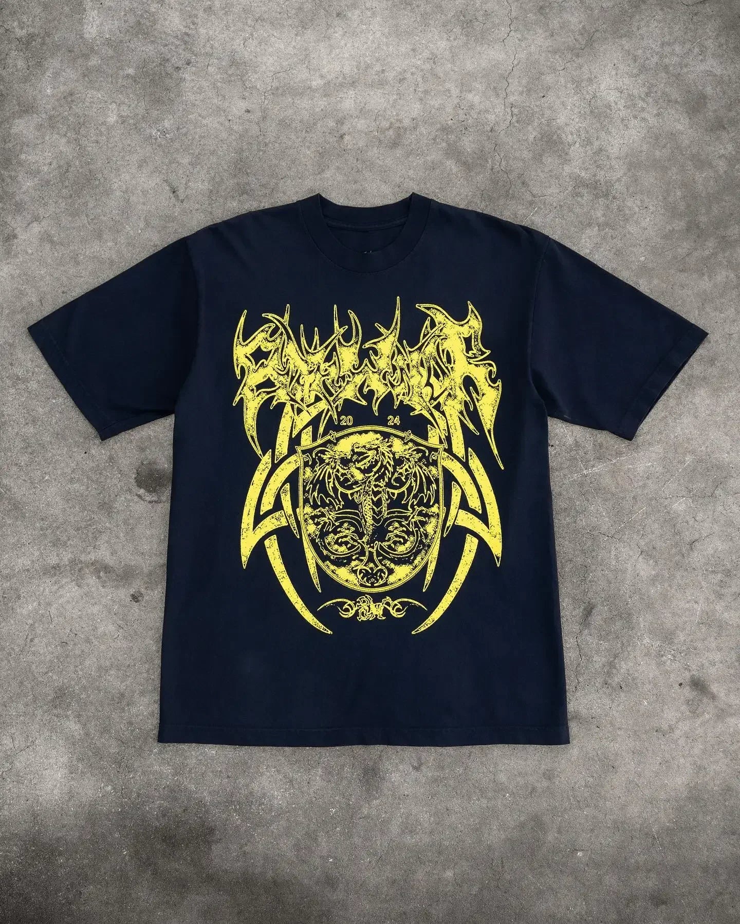 Y2K Streetwear Fashion Shenlong Letters Oversized T-Shirt Men's Retro Casual Loose Harajuku Gothic Short Sleeve Bottoming Shirt Street King Limited