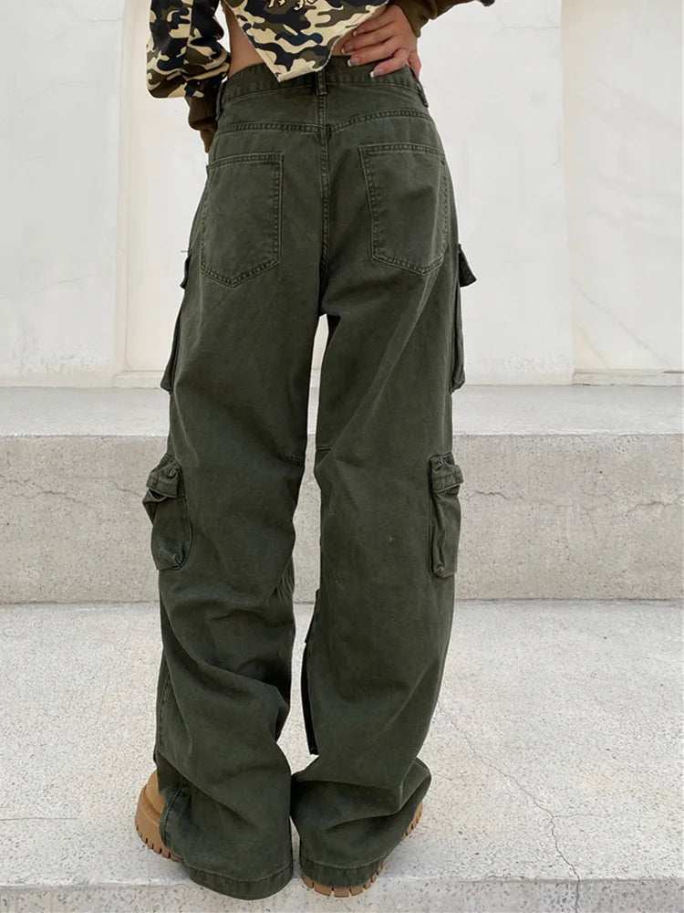 unisex hip hop pants retro cargo pant streetwear multi pockets zipper harajuku joggers new casual loose straight baggy trousers relaxed fit joggers
