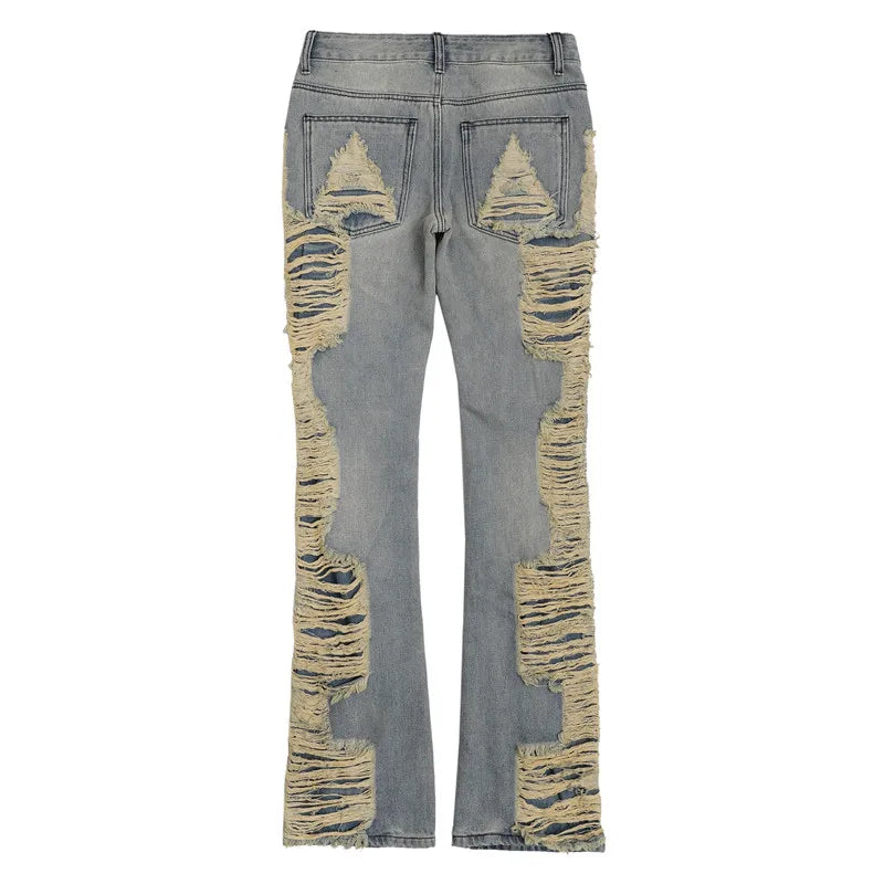 fashion ripped denim jeans mens destoryed holes zipper straight trousers jeans hip hop streetwear new casual joggers jeans pants unique joggers style 2095