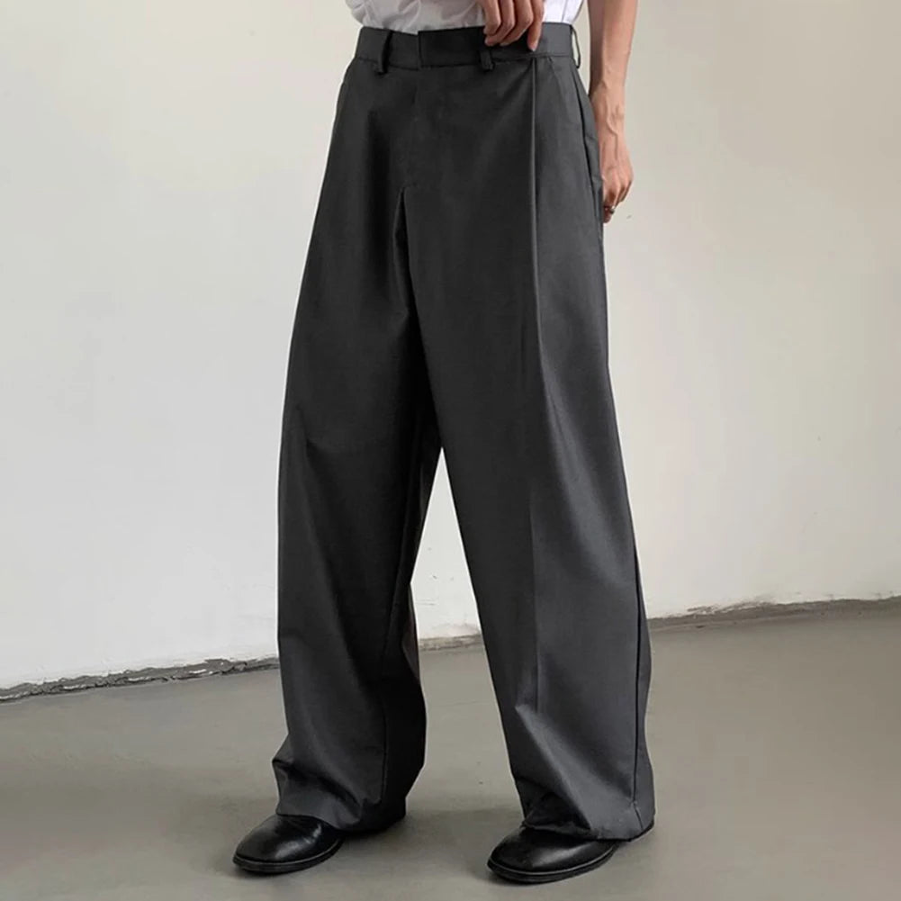 mens straight tube ice silk pants casual slacks youth thin wide leg pants business summer pants soft vintage trousers unique default style 973