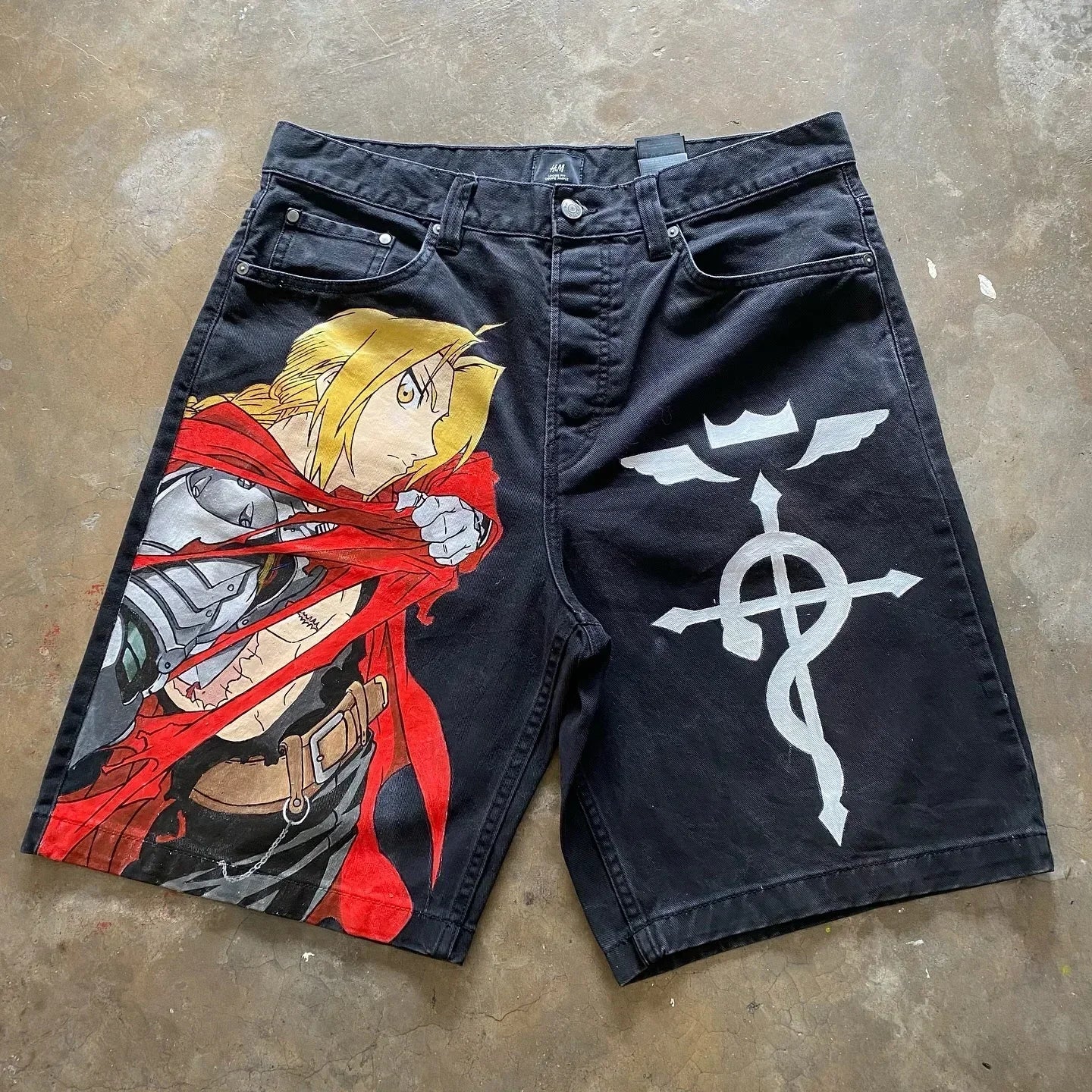 popular casual rem print sweatpants fashion y2k baggy jeans wide leg denim shorts pants harajuku streetwear trouser men clothing unique joggers style 3929