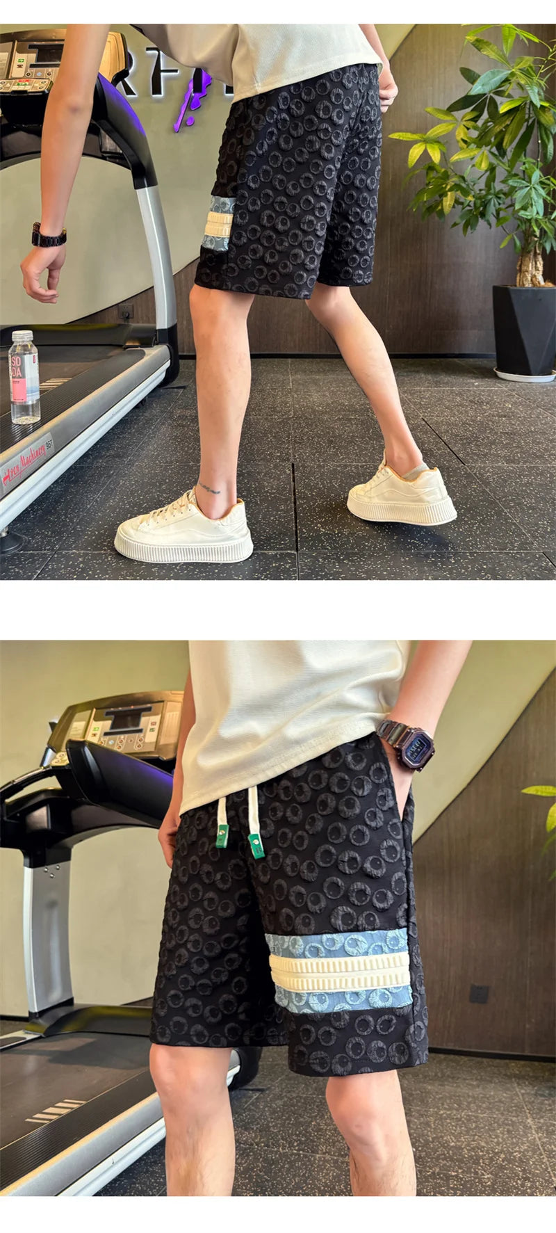 summer foam print shorts men y2k streetwear pleated baggy bermudas para hombre hip hop fashion vintage casual short pants unique shorts style 3337