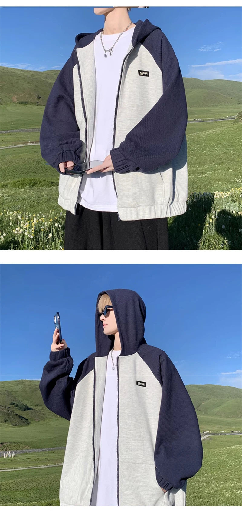 Oversized Flame Graphic Hoodie for Men