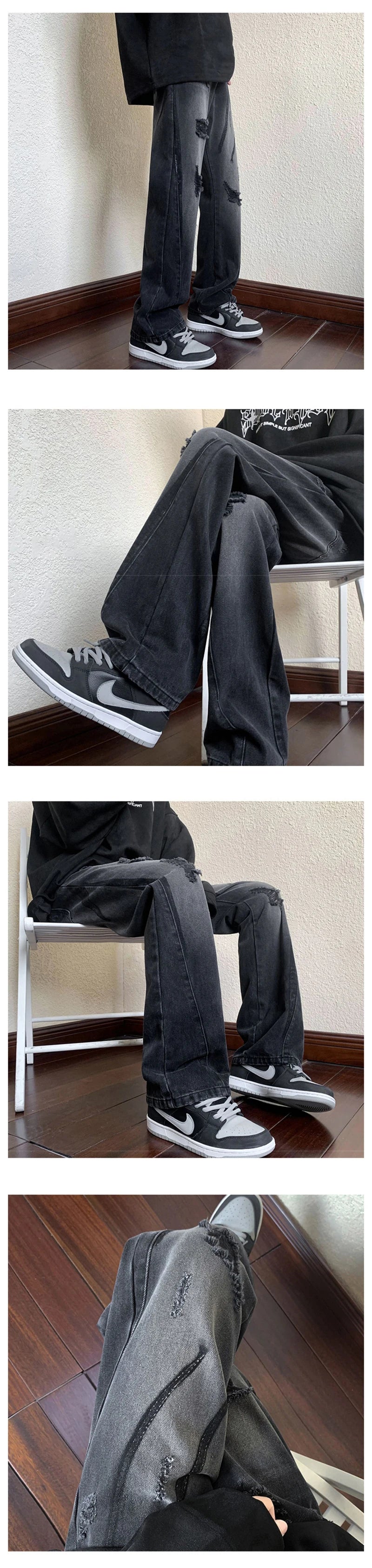 summer high street ripped jeans mens hip hop vintage design punk denim trousers hombre harajuku fashion casual y2k baggy jean unique jeans style 3176