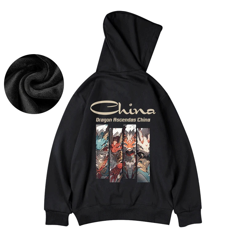 Dragon Ascendas China Graphic Sweatshirts Hombre Hip Hop Fashion Hoodies Oversize Y2K Streetwear Fleece Hoody Printed Clothes Street King Limited