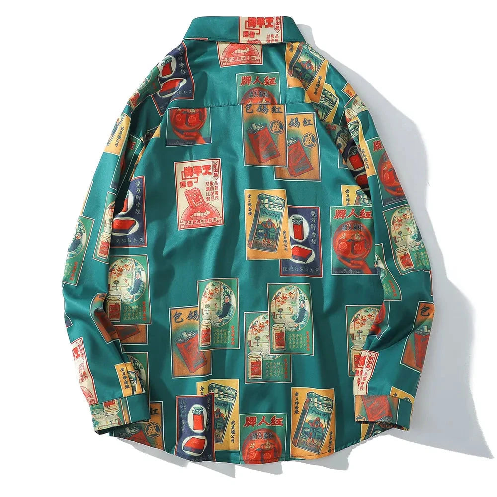 Streetwear Gonthwid Hawaiian Beach Shirts Harajuku Vintage Poster Print Long Slee Gonthwid Hawaiian Beach Shirts Harajuku Vintage Poster Print Long Sleeve Aloha Party Holiday Shirt Mens Casual Button Down Tops Fashion Sweater Jacket With Graphic Design For Men