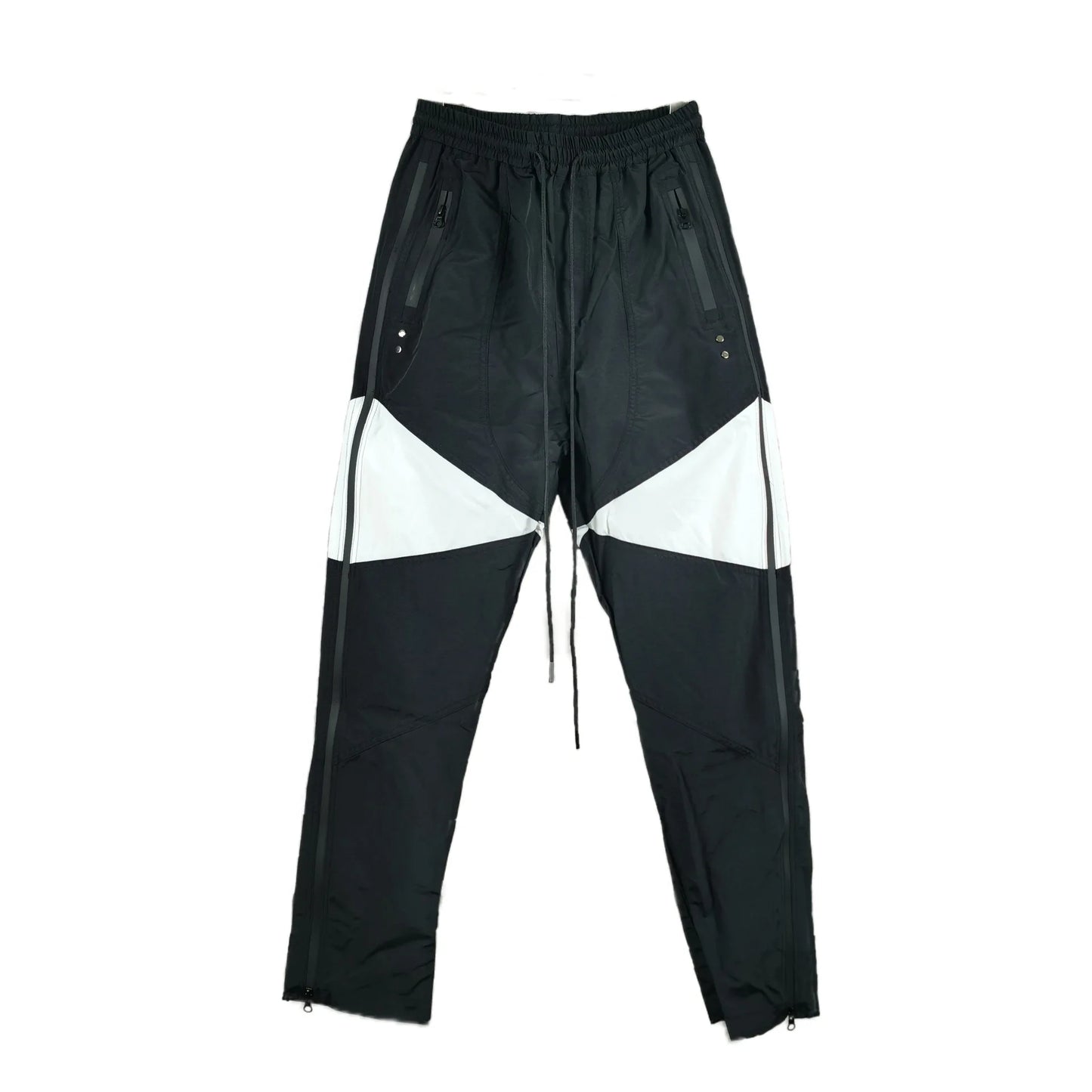 three dimensional adhesive zipper splicing functional patchwork cargo trousers mens high street vibe thin nylon cargo pants unique cargo style 942