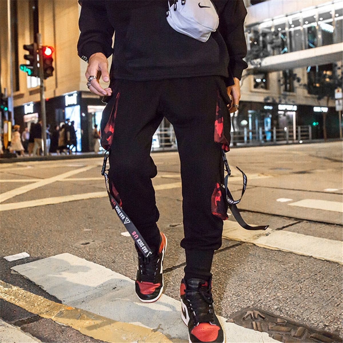 Black Gothic Trousers Cool Autumn Mens Sportswear Loose Sweatpants Hip Hop Streetwear Male Pencil Pants Funny Japan Punk Pants Daulet Apparel