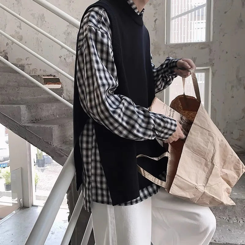 Autumn Sweater Vest Men's Fashion Retro Casual Knitted Pullover Men Slim Fit Korean Knitting Sweaters Mens Jumper Clothes M-3XL Street King Limited