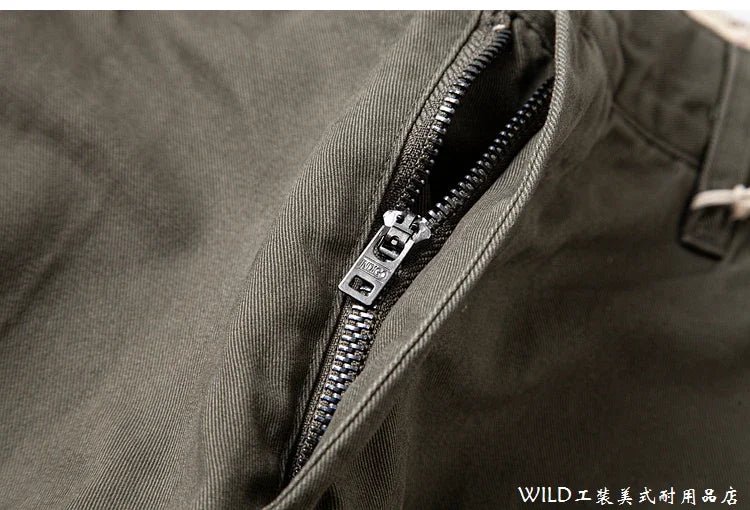 autumn winter heavyweight pure cotton thick american retro workwear khaki pants business casual mens basic solid color pants unique default style 1048