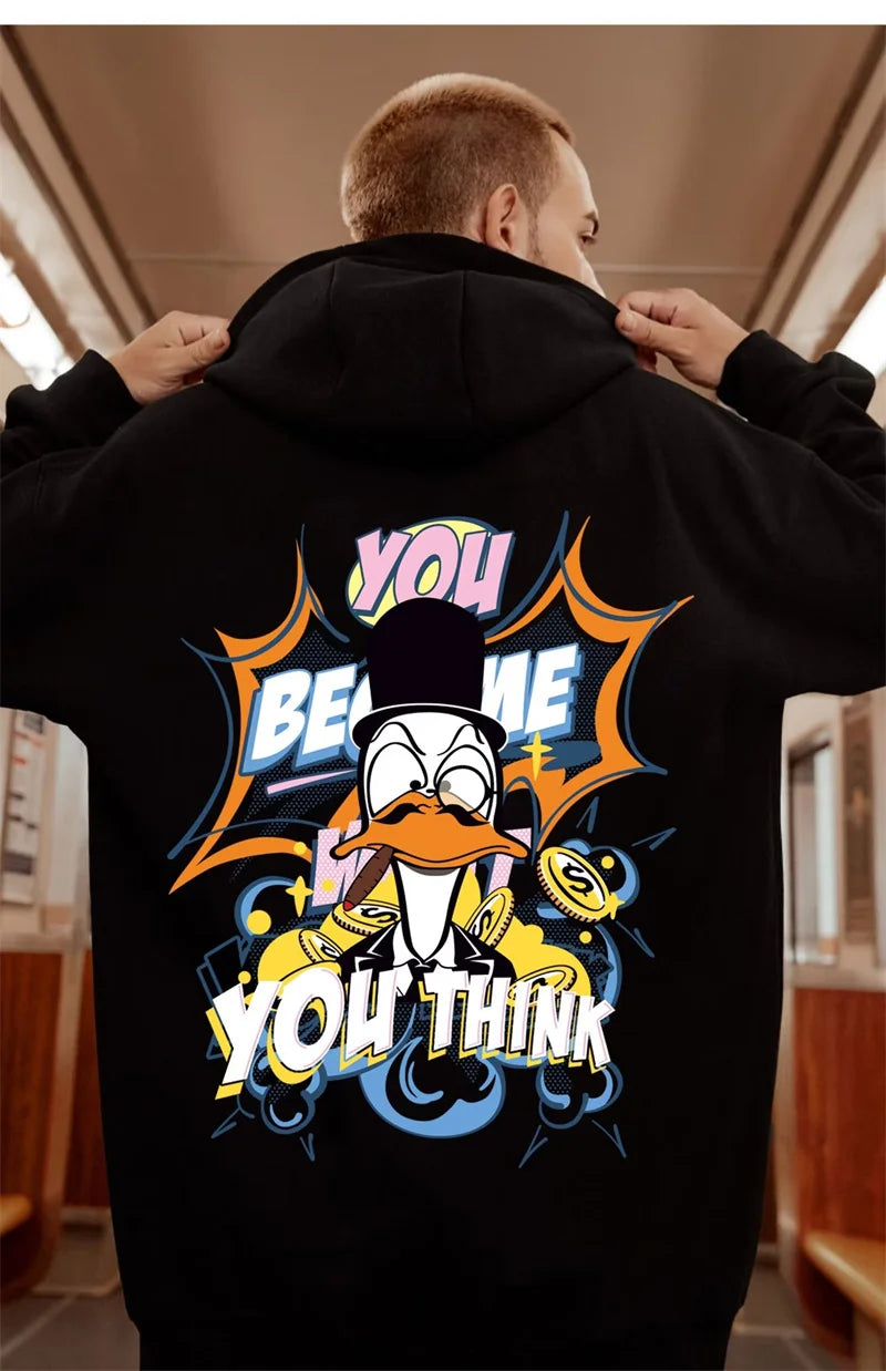 Autumn Funny Cartoon Duck Graphic Y2K Hoodies Oversized Hip Hop Fashion Sweatshirts Vintage Streetwear Punk Hoody Clothes Street King Limited