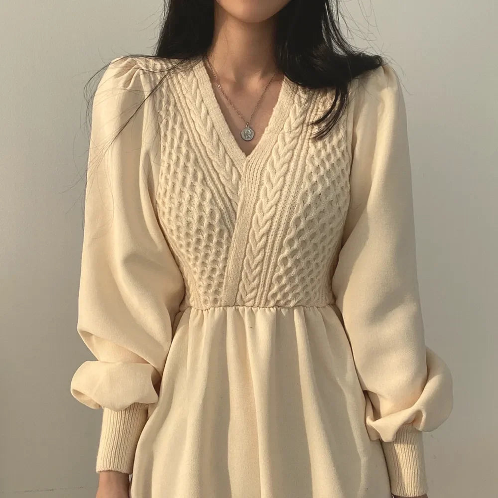 Winter Dress Long Elegant Splicing Stripes Y2k Knitted Dress Women Koean Fashion Long Sleeve Dresses Female Club Party Vestidos Street King Limited
