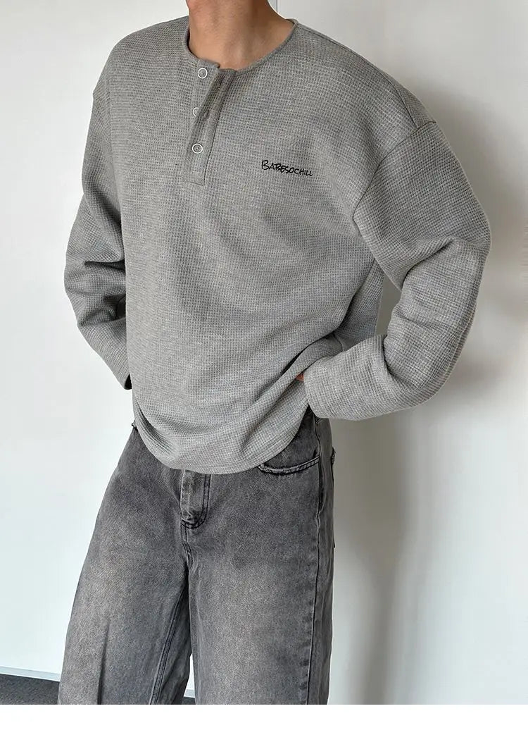 Trendy Korean Style Personalized Floral Gray Waffle Print Long-sleeved Autumn American Men's Women's Y2K Round Neck Sweatshirt Street King Limited