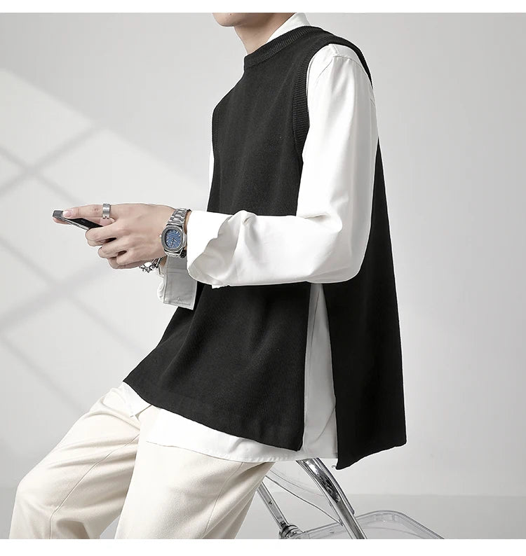 Slim Fit Sweater Vest Men Warm Fashion Casual Knitted Pullover Men Korean Loose Sleeveless Sweater Mens Jumper Clothes M-3XL Street King Limited