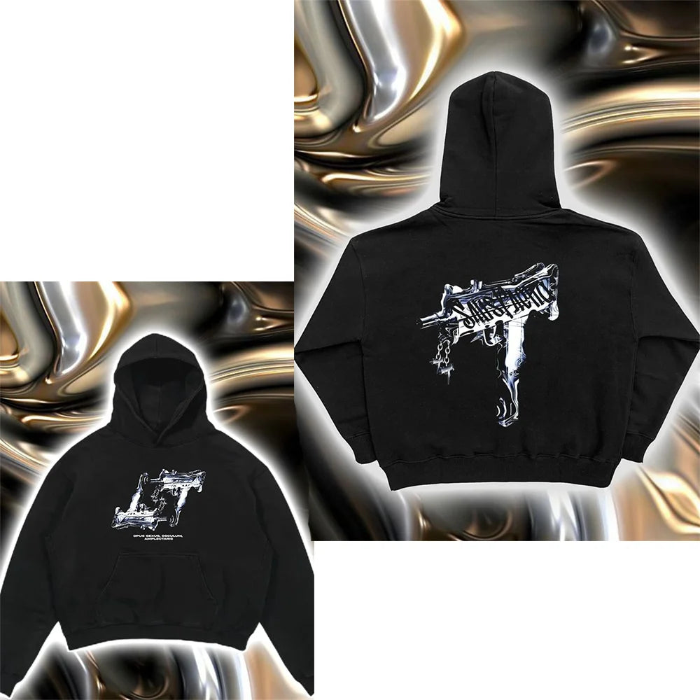 Y2k women's long sleeved hoodie oversize streetwear sweatshirt dark hip hop punk pattern printed vintage harajuku trendy wear Street King Limited