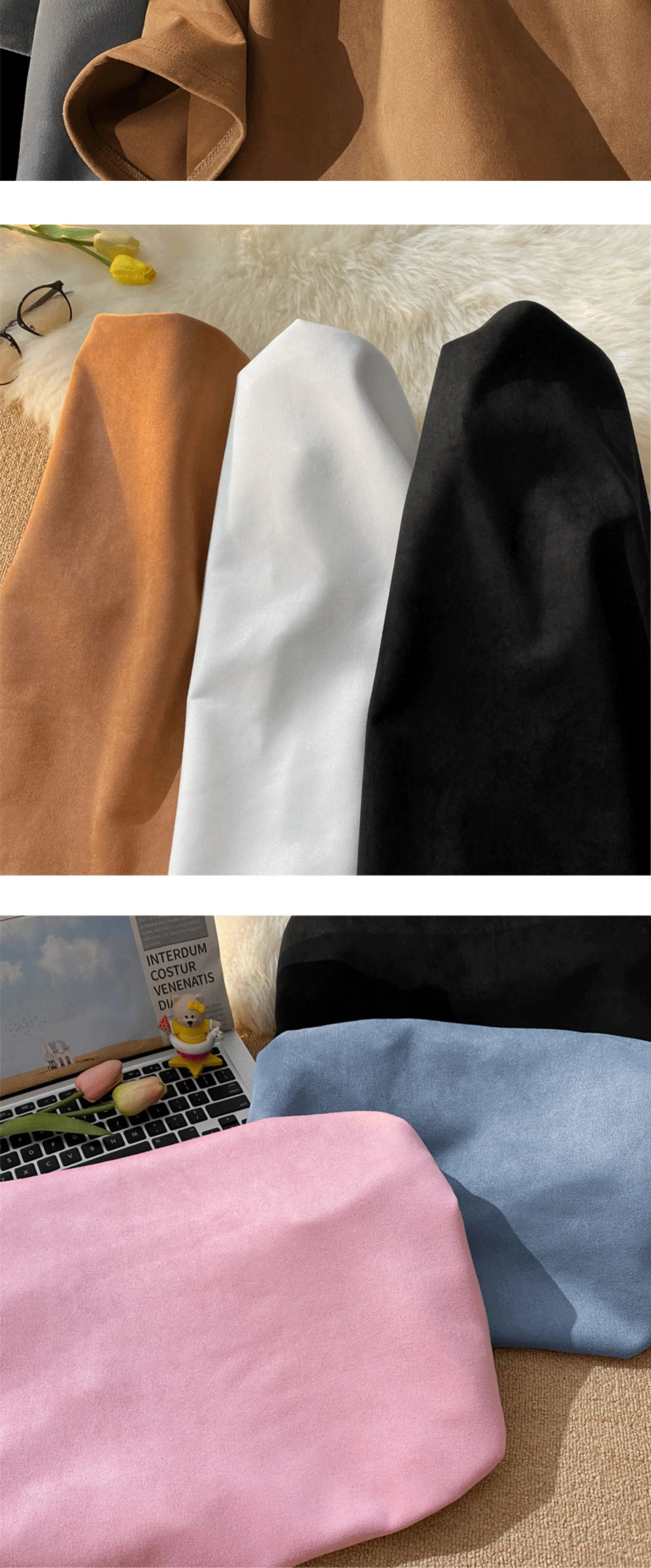 Summer Short Sleeve T-shirt Men Fashion Retro Suede T Shirt Men Streetwear Hip Hop Loose Round Neck Solid Color Tshirt Mens Top Street King Limited