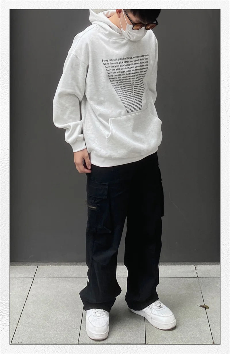 Oversized Flame Graphic Hoodie for Men