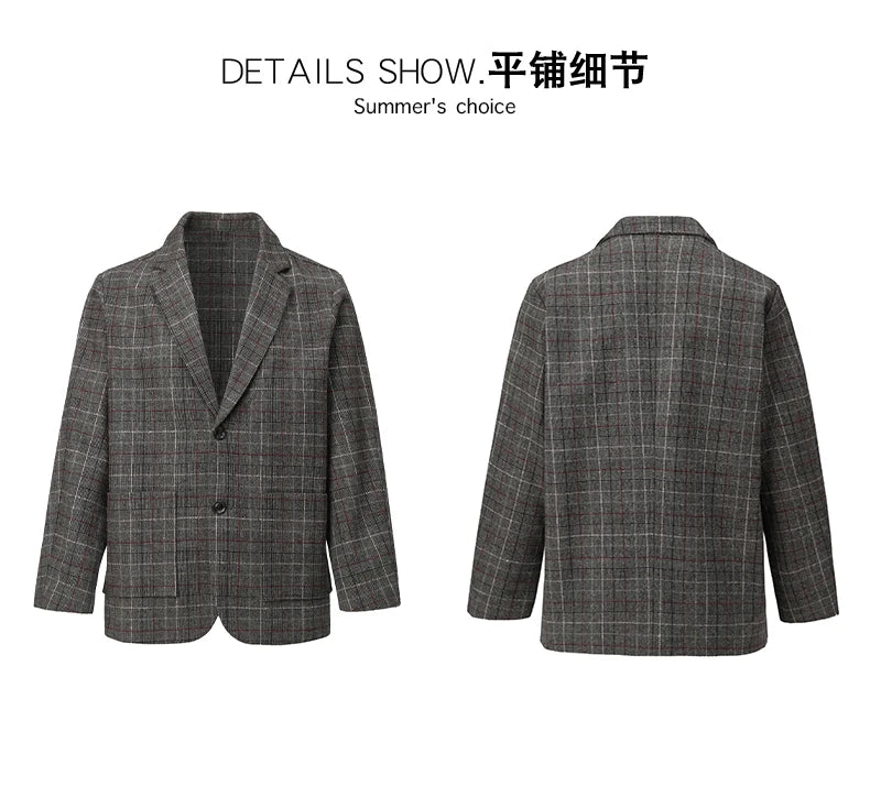 men autumn winter retro casual plus size thick plaid blazer jacket commuter man business streetwear fashion suit coat outerwear unique default style 1377