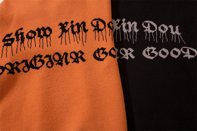 Half High Collar Goth Women Men Sweaters Oversized Long Sleeve Knitted Pullovers Y2k Men Ripped Sweater Harajuku Streetwear Tops Street King Limited