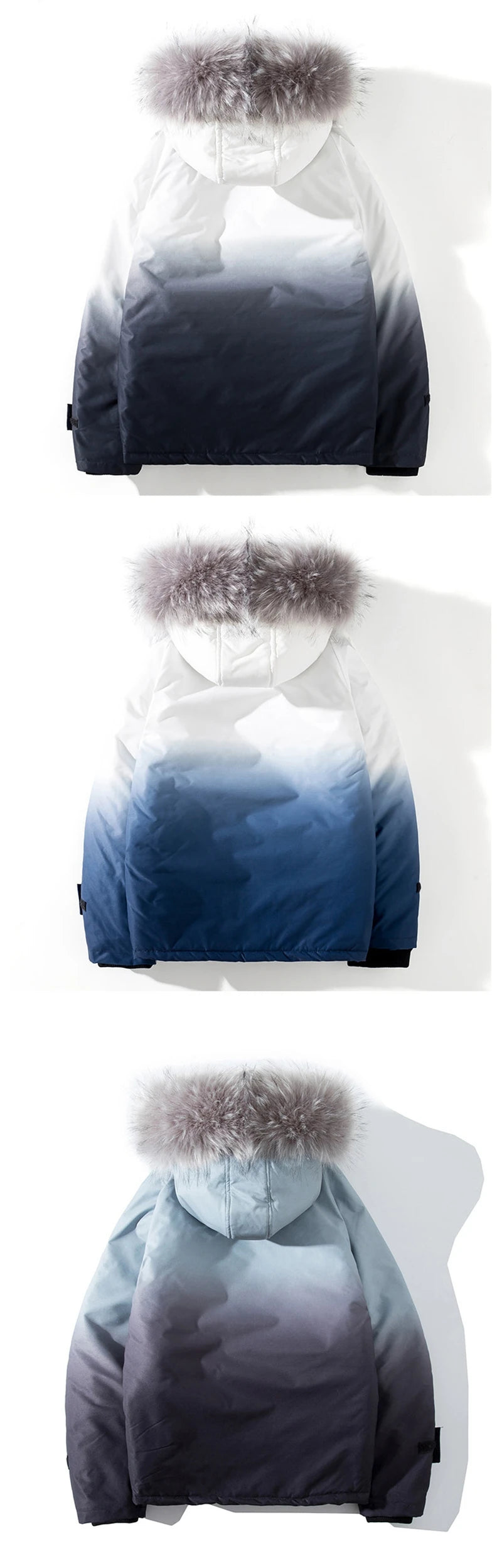 rainbowtouches winter warm gradient parkas men women streetwear thick jackets coat fashion harajuku hoody fur collar coats unique default style 4387