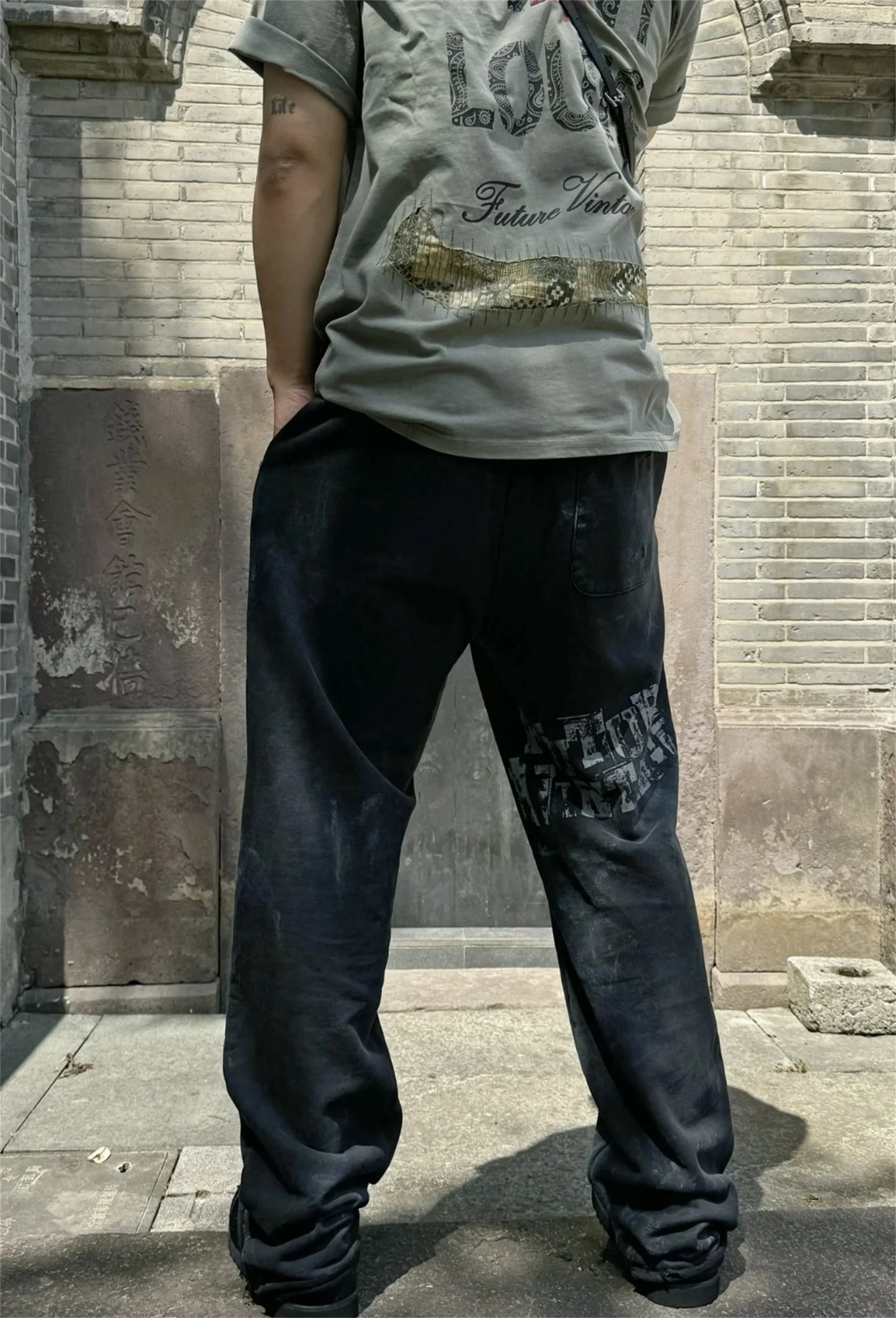 new arrival ssaint louis dirty old graffiti printed drawstring sanitary pants casual sport pants unique default style 4662