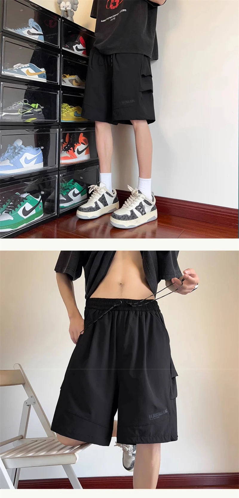summer sports cargo shorts for men casual baggy breathable hip hop fashion bermuda short pants daily beach y2k streetwear shorts unique cargo style 3138