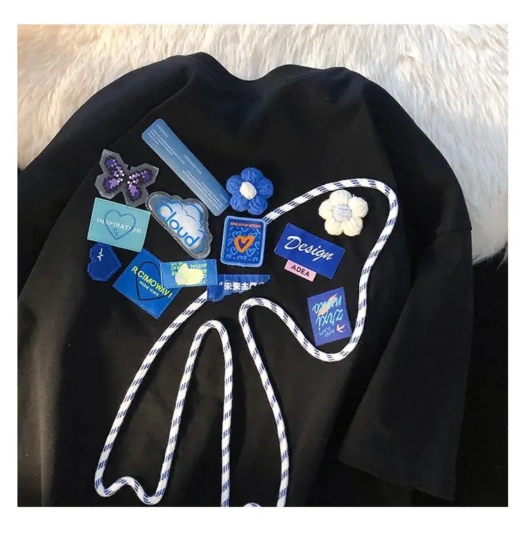 Super Chic Appliques Butterfly Bow Creative T Shirts Sweet Girl Kawaii Clothes 2022 Summer Large 2XL Korean Brand Office Ladies Street King Limited