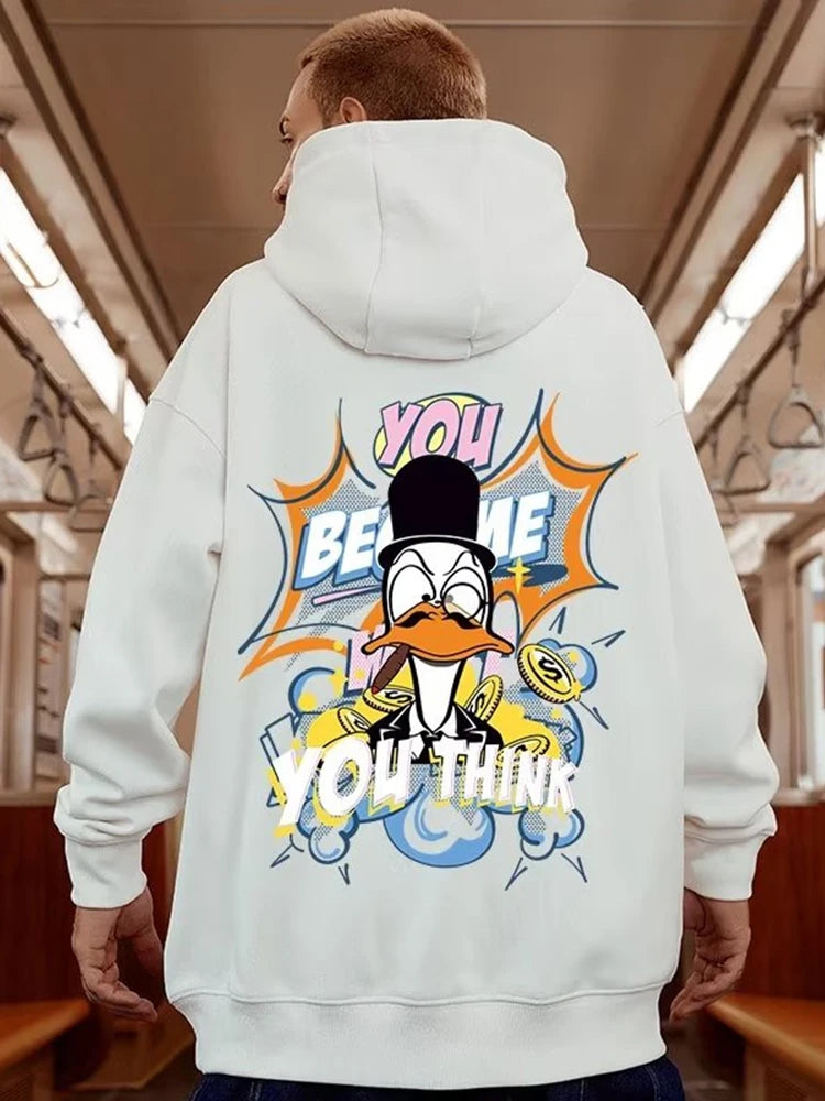 Autumn Funny Cartoon Duck Graphic Y2K Hoodies Oversized Hip Hop Fashion Sweatshirts Vintage Streetwear Punk Hoody Clothes Street King Limited