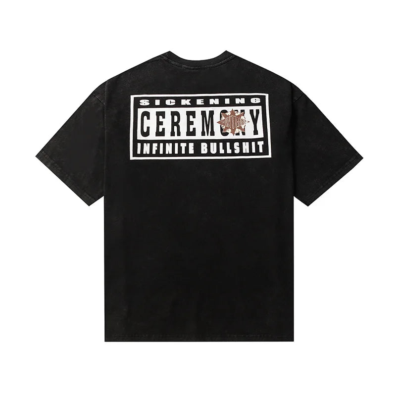 Saint T-shirt Summer Men Woman High Quality Street Hip Hop Chaopai Lovers Loose Casual O-Neck Wash Top Tees Street King Limited