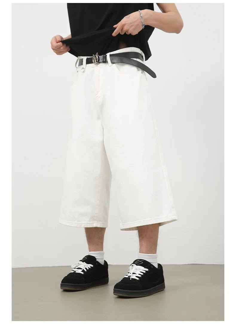 men summer streetwear fashion loose casual wide leg denim calf length jeans pants male vintage jeans baggy hosen pants unique jeans style 1473